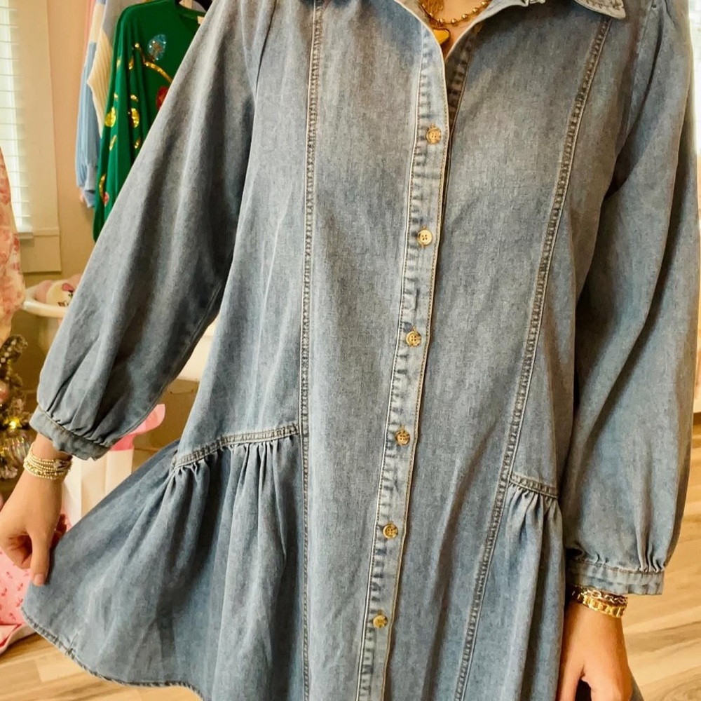 Denim Button-Up Dress - Entro